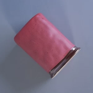 Quadratischer Zylinder Rosa glasierte Keramikkerzenhalter zur Dekoration