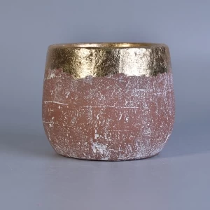 Goldrand Keramikkerzenglas mit Farbverglasung