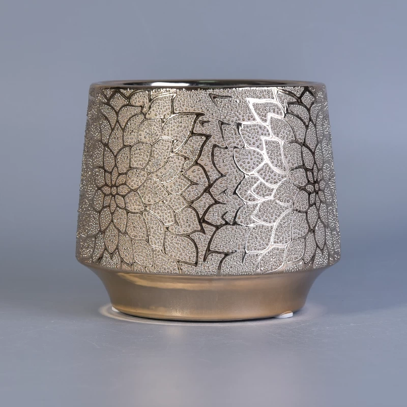 golden pattern ceramic candle jar