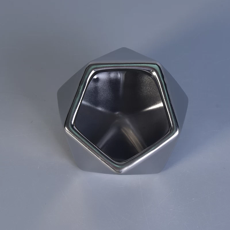 Unique silver diamond design ceramic jar for scent candle 