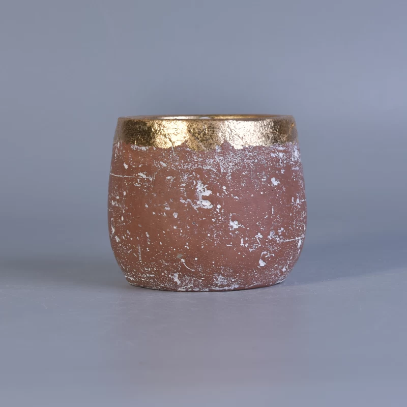 Gold rim unique red concrete candle jar in 200ml