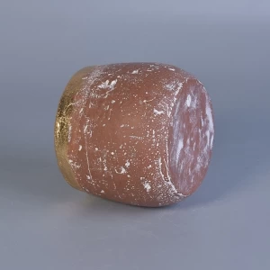 جرة شمعة خرسانية فريدة من نوعها ذات حافة ذهبية 200 مل