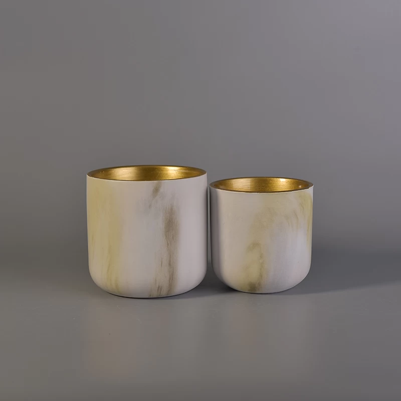 gold color ceramic candle jars