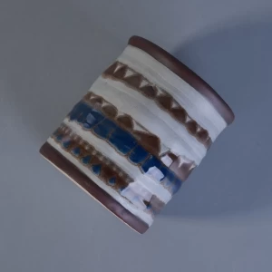 Reaktiv glasiert mit handbemaltem Keramikkerzenglas für den Raumduft