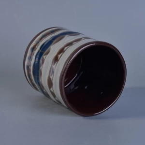Reaktiv glasiert mit handbemaltem Keramikkerzenglas für den Raumduft