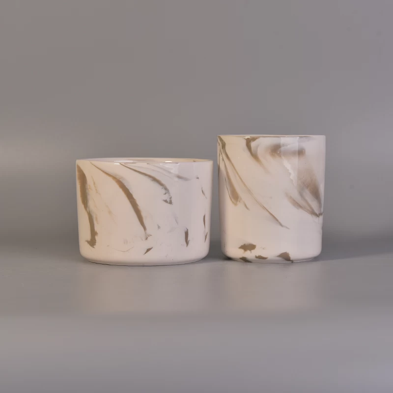 Beautiful decorative mable ceramic candle vessels