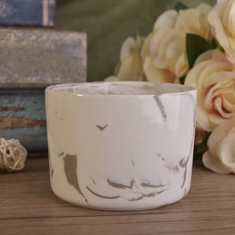 Beautiful decorative mable ceramic candle vessels