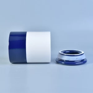 Dolomit weißes und blaues Keramikglas mit Deckel