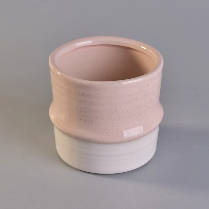 Home decorative two tone color ceramic candle holder 