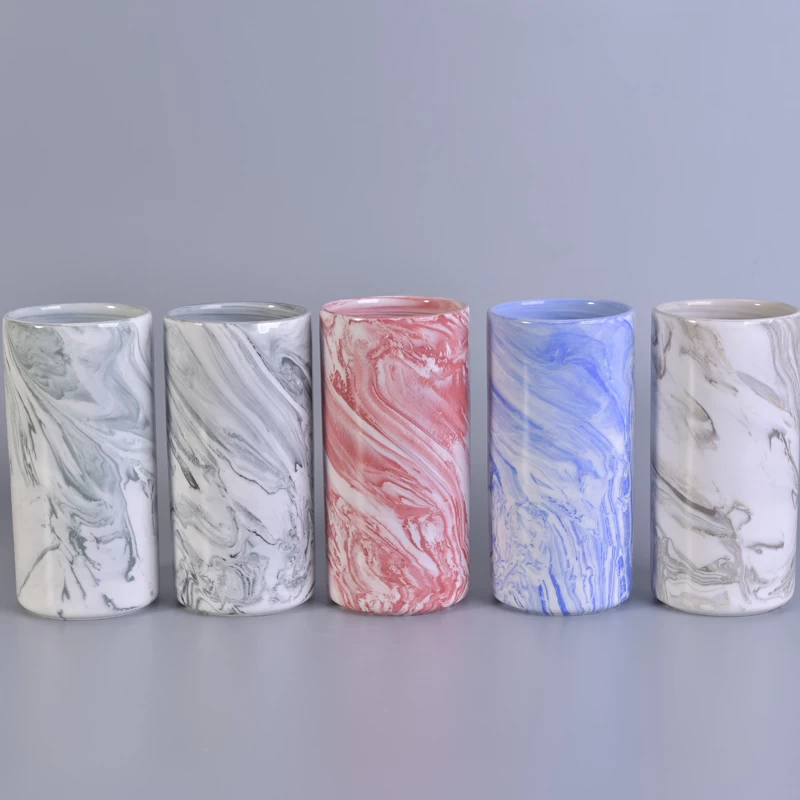 tall marbled ceramic candle holders