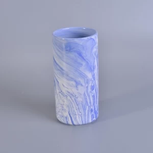 hohe marmorierte Keramik Kerzenhalter