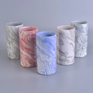 hohe marmorierte Keramik Kerzenhalter
