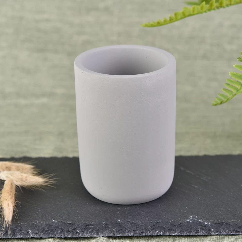 cylinder gray concrete candle jar