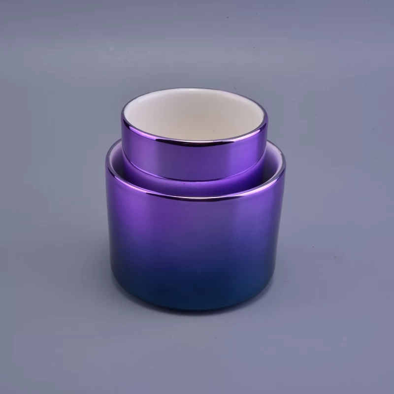 blue and purple gradient cylinder ceramic vessel for candles