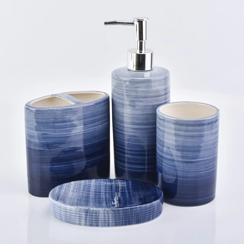 blue white gradient ceramic bathroom sets