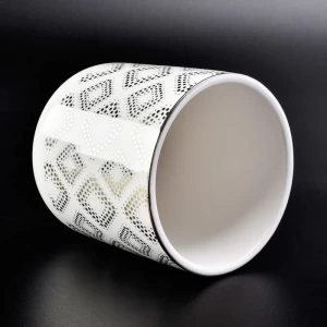 round bottom white ceramic jar with gold printing