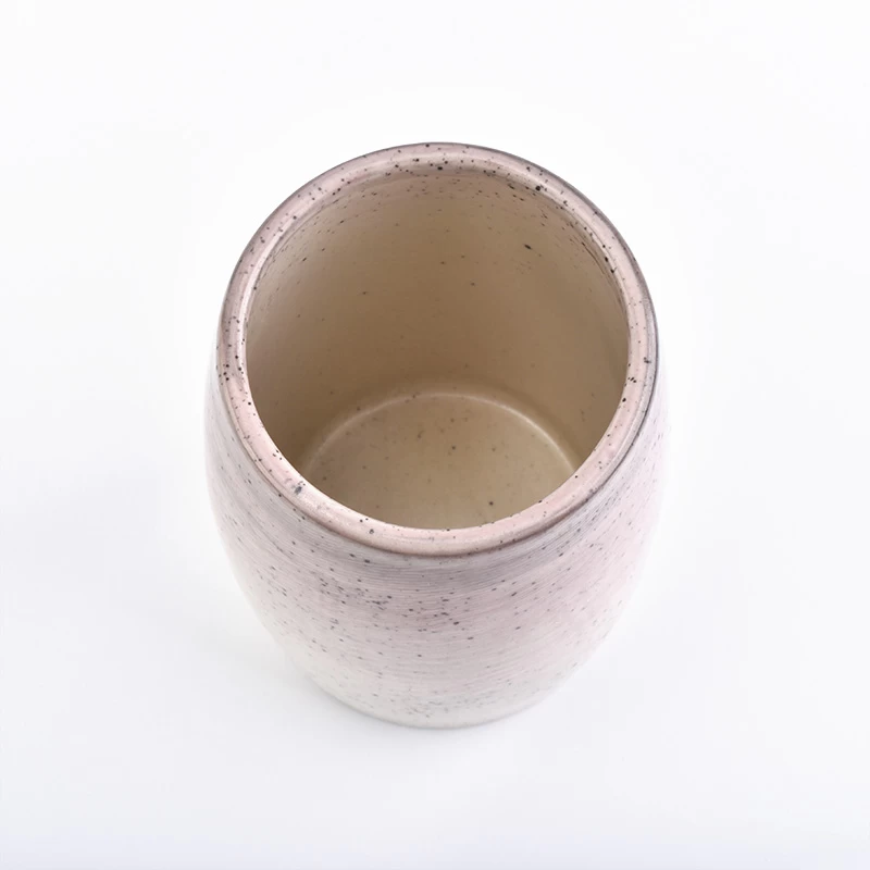 Cylinder ceramic candle holder with hand painted decoration vase jar 
