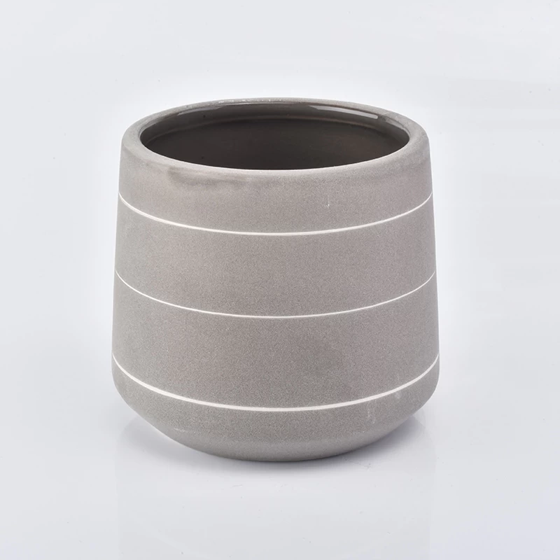 495 ml gray ceramic candle jar