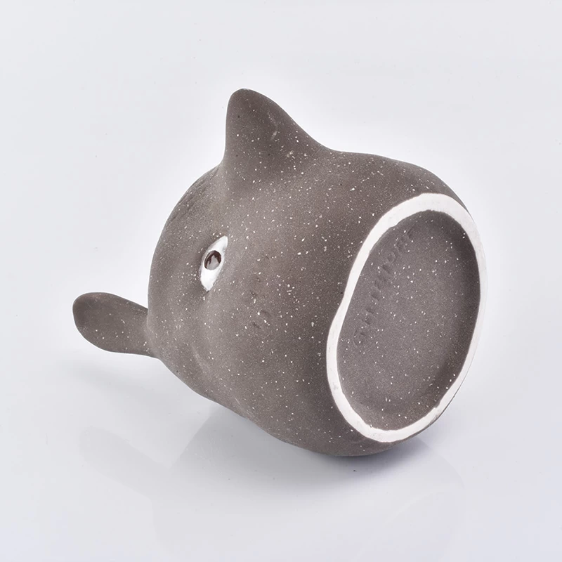 High quality creativity ceramic candle holder FOX shape clay container home decoration 
