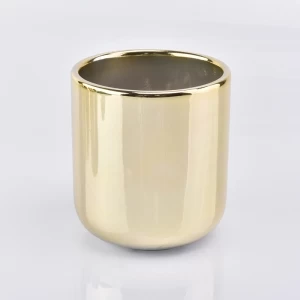 Luxus Gold galvanisierte runde Boden Keramik Kerzenhalter 10oz beliebte Verkauf Home Decoration