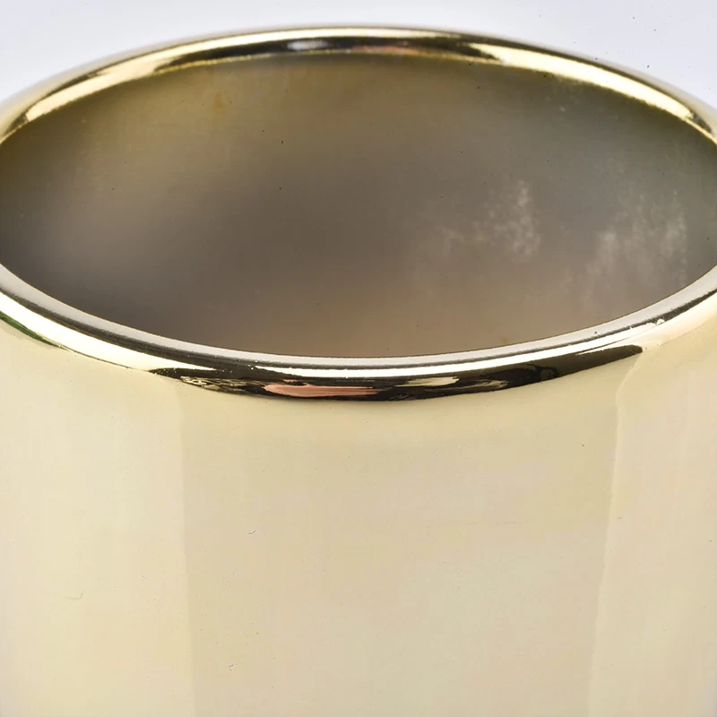 16oz golden electroplating ceramic candle jars