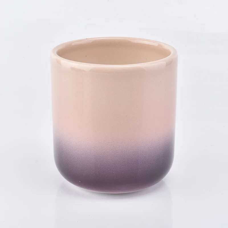 Luxury double color round bottom ceramic candle holder 10oz popular selling home decoration 