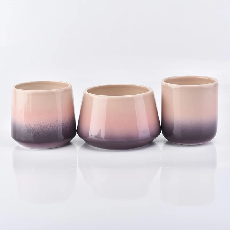 Luxury double color round bottom ceramic candle holder 10oz popular selling home decoration 