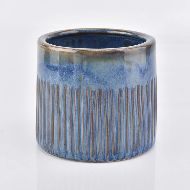 blue antique ceramic candle jar
