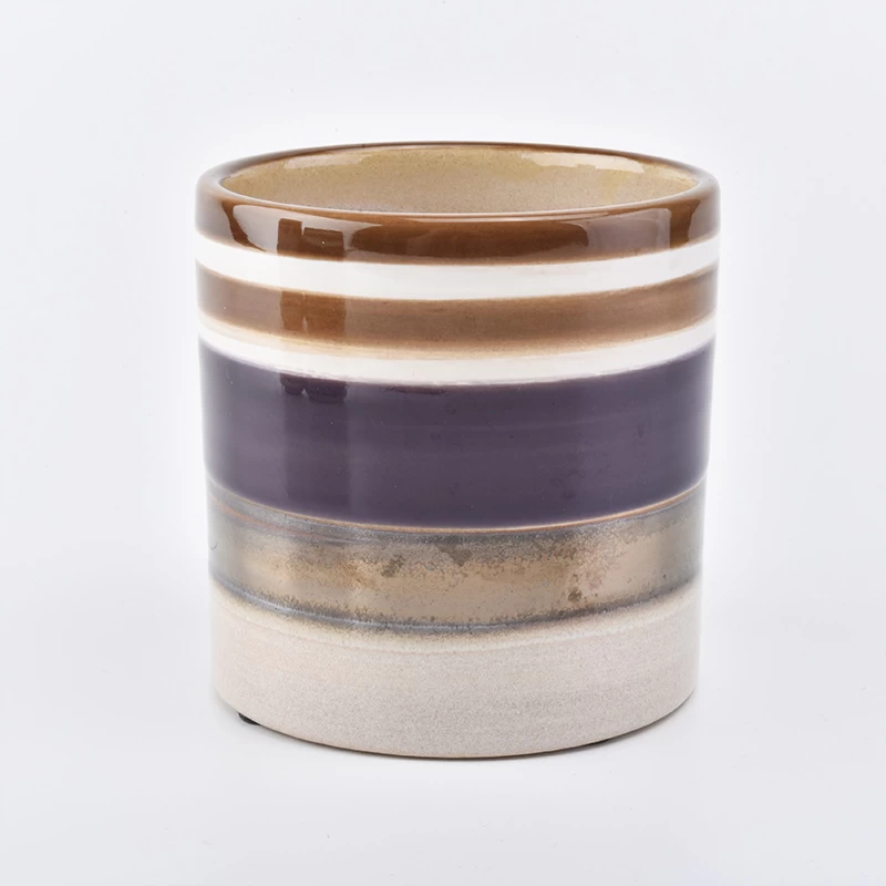Colorful cylinder ceramic candle jar 580ml