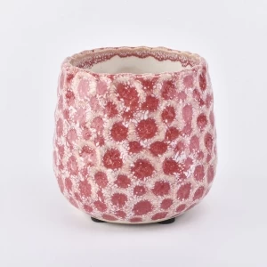 snow effect pink ceramic candle jars