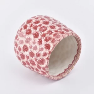 snow effect pink ceramic candle jars
