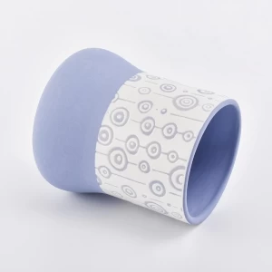 Ceramic candle jar blue and white color with unique pattern