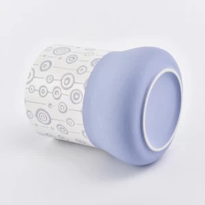 Ceramic candle jar blue and white color with unique pattern