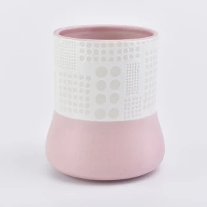 Elegant engraved  ceramic candle jars cylinder candle jar for home deco