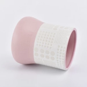 Elegant engraved  ceramic candle jars cylinder candle jar for home deco