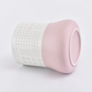 Elegant engraved  ceramic candle jars cylinder candle jar for home deco