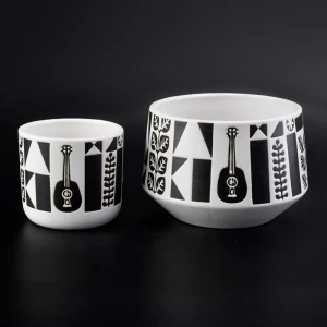 1L ceramic black guitar decorated candle jars