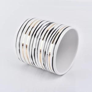 ceramic candle holder curve bottom with stripes 12 oz