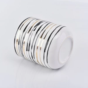 ceramic candle holder curve bottom with stripes 12 oz