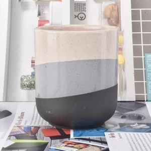 Ceramic candle holder with hand painting 10oz round bottom