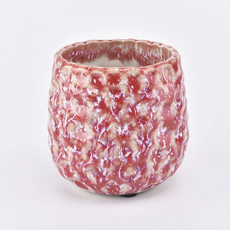 round transmutation glaze red ceramic jar 