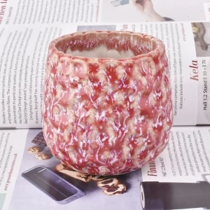 round transmutation glaze red ceramic jar