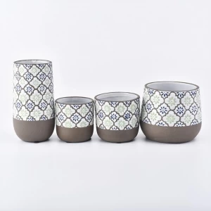 24oz ceramic jar with flower pattern