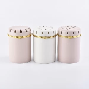 장식 뚜껑이 달린 세라믹 캔들 용기