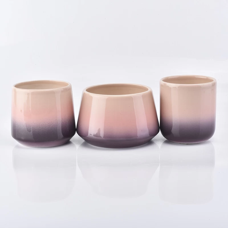 Hot Luxury Double Color Round Bottom Ceramic Candle Holder 10oz Popular Selling Home Decoration