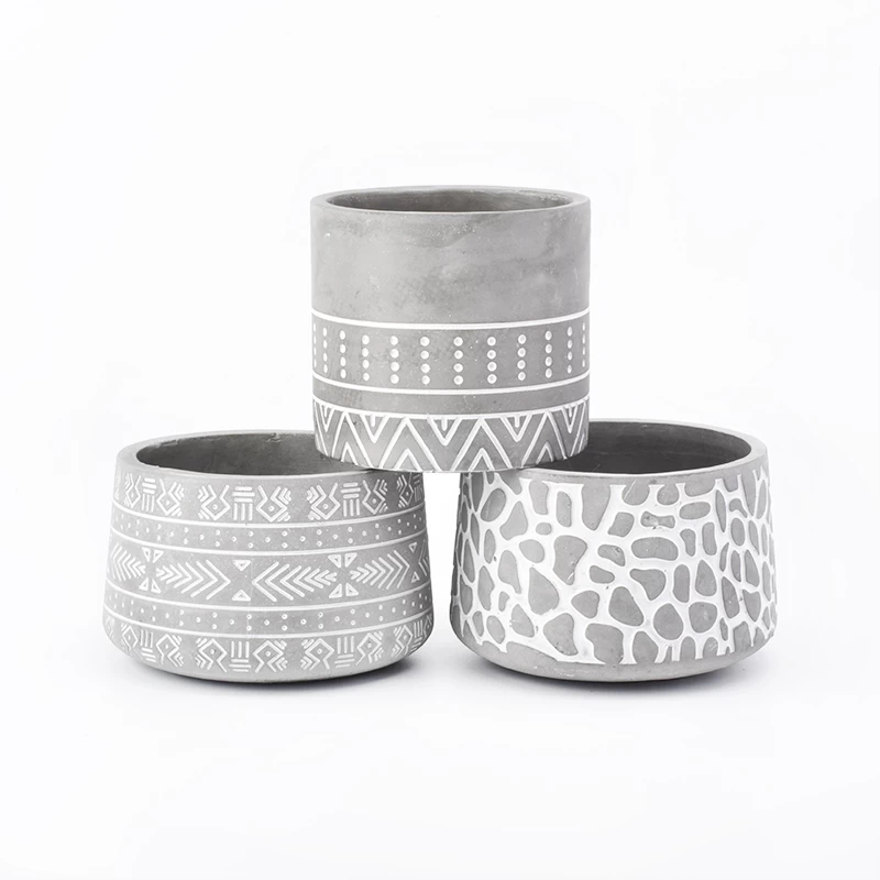 Concrete candle holder with pattern 10oz popular home decoration 