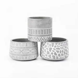 Concrete candle holder with pattern 10oz popular home decoration