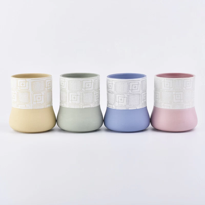 Ceramic Candle Holder-Solid Pink Bottom& Textured Top