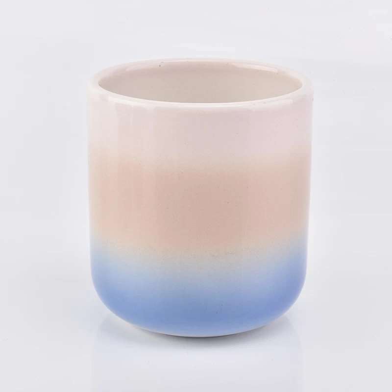 Rainbow gradual ceramic candle holder 