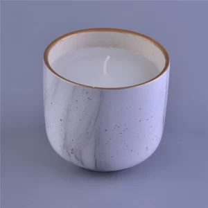 Marble pattern ceramic candle jar for home fragrance